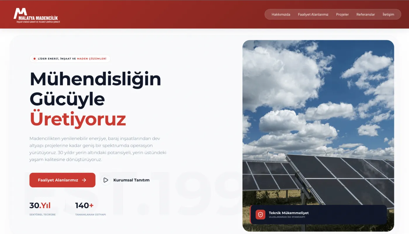 Üretim Sektörü Kurumsal Web Tasarımı
